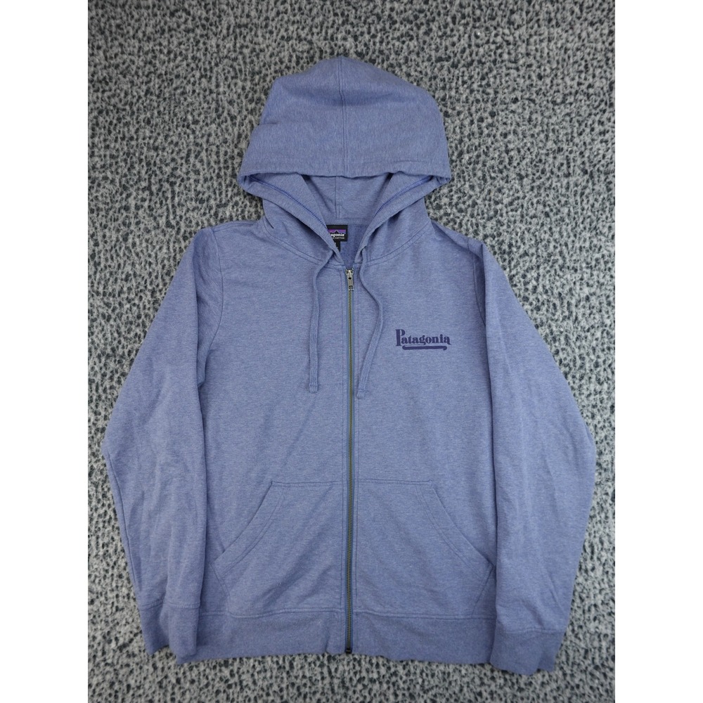 Patagonia Full Zip Hoodie Mens Size M Blue Organic Cotton 39590 Heathered